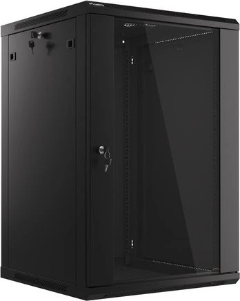 Lanberg WF01 Series 19" Wandschrank 18HE, hängend, Flatpack, Glastür, IP20, RAL 9004, 600mm tief