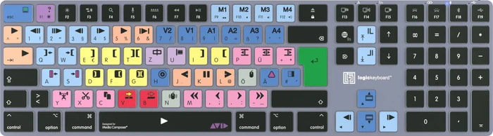 LogicKeyboard Titan Wireless Avid Media Composer "Classic" Mac, Titanium Gray, LEDs weiß, USB/Bluetooth, DE