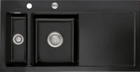 systemceram Mera 100 F Einbau Becken links mit Ablauffernbedienung nigra
