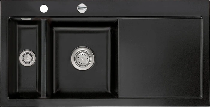 systemceram Mera 100 F Einbau Becken links mit Ablauffernbedienung nigra