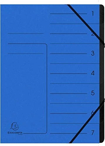 Exacompta Ordnungsmappe mit Gummizug, 7 Fächer, A4, blau