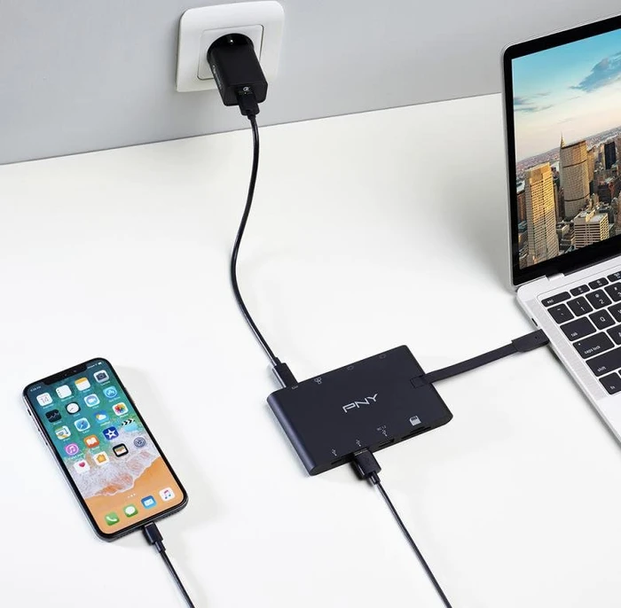 PNY All-in-One USB-C Mini Portable Dock, USB-C 3.0 [Stecker]