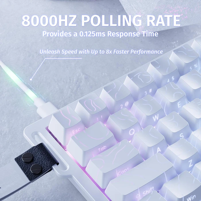 Attack Shark X68 HE Rapid Trigger Keyboard, weiß mit Kontur, LEDs RGB, Outemu White Jade Magnetic, USB, US
