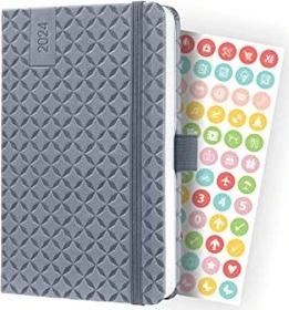 Sigel Jolie Wochenkalender 2024, A6, Hardcover, hellgrau, 87 Blatt