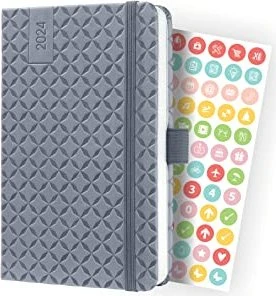 Sigel Jolie Wochenkalender 2024, A6, Hardcover, hellgrau, 87 Blatt