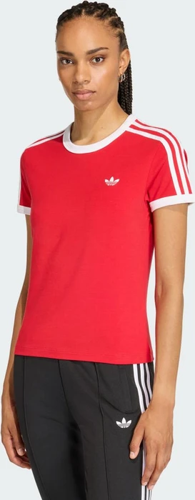 adidas 3-Streifen Slim T-Shirt kurzarm better scarlet/white (Damen)