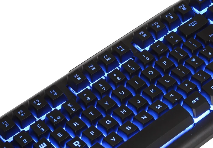 CiT WKB208 Avenger 3 Colour LED Iluminated Gaming Keyboard and Mouse, USB, UK