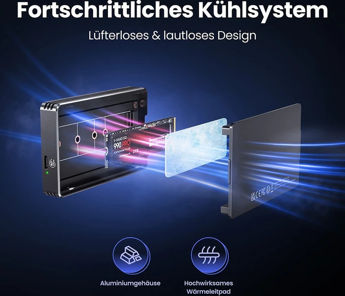 Graugear G-M2U4-40G01 USB 34 SSD-Gehäuse für M.2 2280 NVMe SSD, USB4