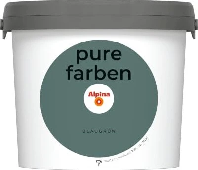 Alpina Farben Pure Farben Wandfarbe blaugrün innen blau, 2.5l