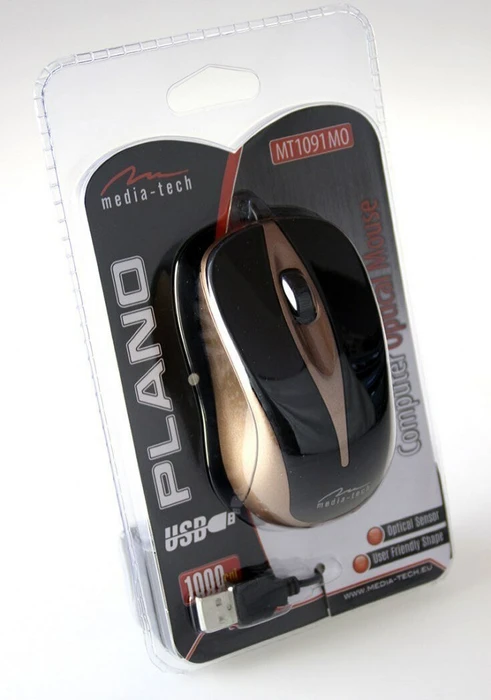 Media-Tech Plano Mouse schwarz/gold, USB