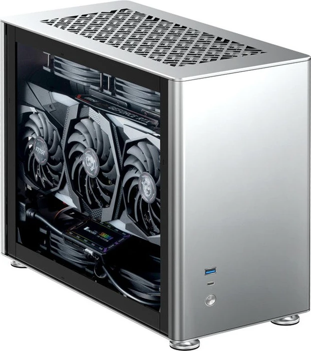 Jonsbo A4, silber, Glasfenster, Mini-ITX