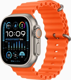 Apple Watch Ultra 2 mit Ocean Armband orange