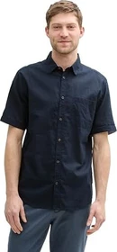 Tom Tailor Regular Fit Leinenanteil Hemd kurzarm sky captain blue (Herren)