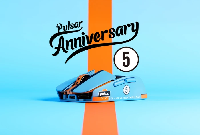 Pulsar Gaming Gears LAB X2F 8K Wireless Fingertip Gaming Maus, 5th Anniversary Edition blau/orange, USB