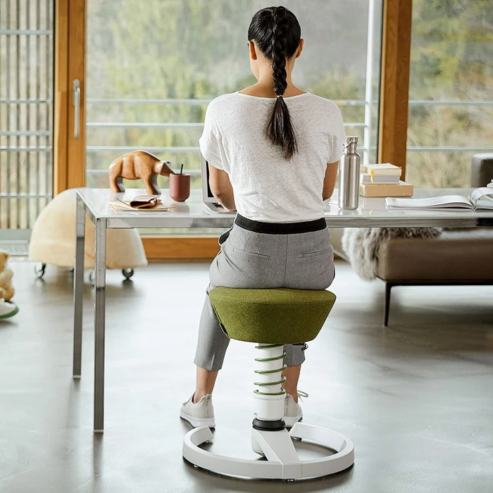 Aeris Swopper New Edition Bürohocker mit Gleitern, Feder Standard, Gestell Alu schwarz, Bezug Mikrofaser Comfort grau