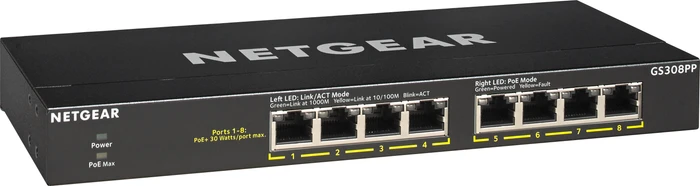 Netgear SOHO GS300 Desktop Gigabit Switch, 8x RJ-45, 83W PoE+