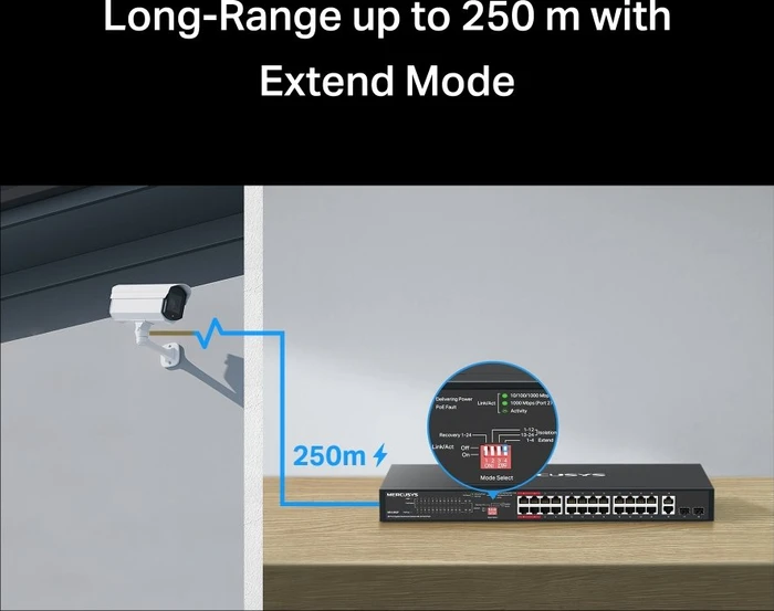 Mercusys Rackmount Gigabit Switch, 26x RJ-45, 2x SFP, 295W PoE+