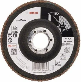 Bosch Professional X581 Best for Inox Fächerschleifscheibe gewinkelt K60, 115x22.23mm, 1 Stück