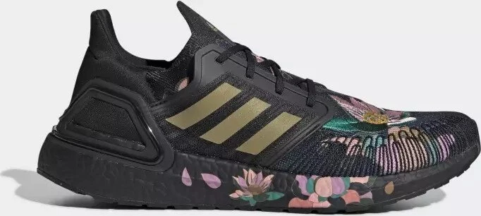adidas Ultraboost 20 core black/gold metallic/signal coral (Herren)