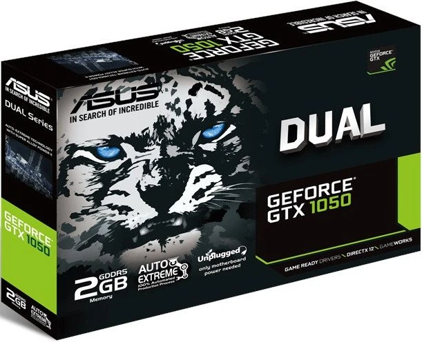 ASUS Dual GeForce GTX 1050, DUAL-GTX1050-2G, 2GB GDDR5, DVI, HDMI, DP