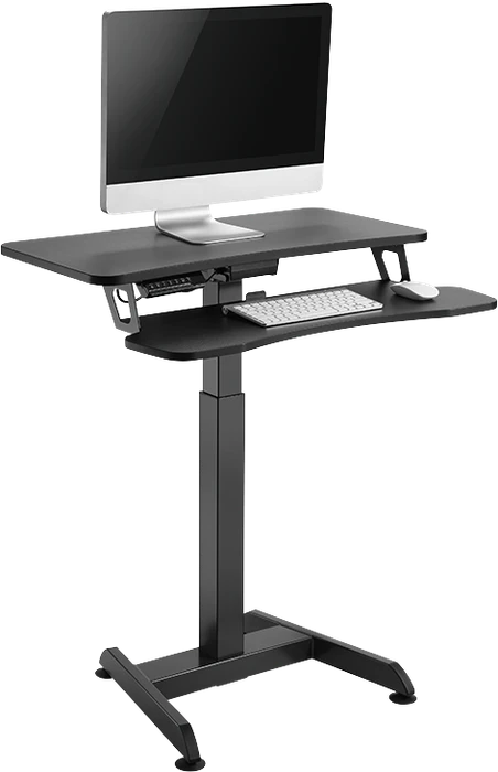 LogiLink elektrisch höhenverstellbarer Sitz-Steh-Schreibtisch 80x40cm schwarz/schwarz