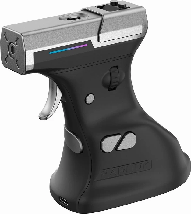 Ragnok ErgoStrike7 Wireless Gun Mouse mit Rückstoß-Funktion, vertikal, schwarz/silber, USB/Bluetooth
