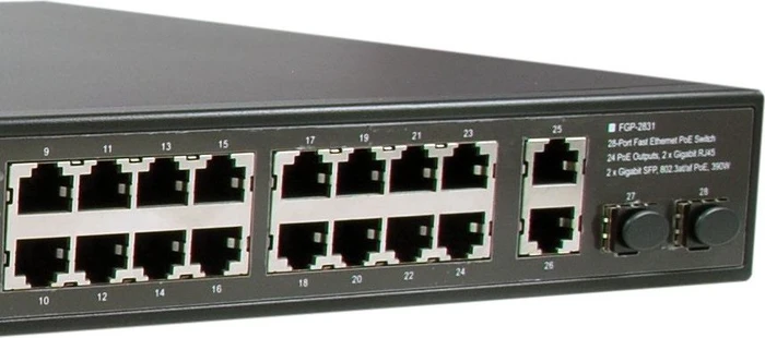 LevelOne FGP-2831 Rackmount Switch, 26x RJ-45, 2x SFP, 390W PoE+