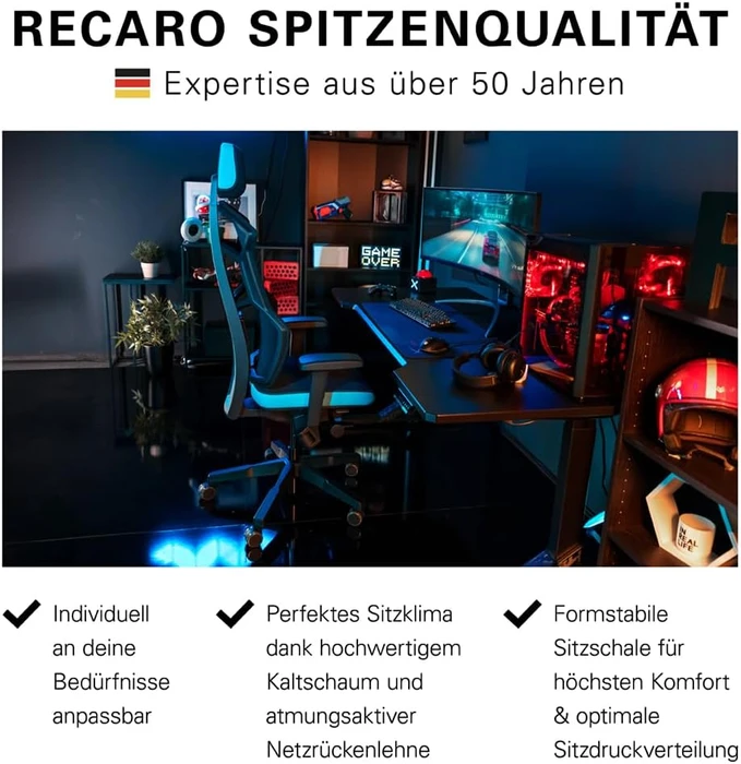 Recaro Aer Full Upgrade Gamingstuhl, Ocean Blue