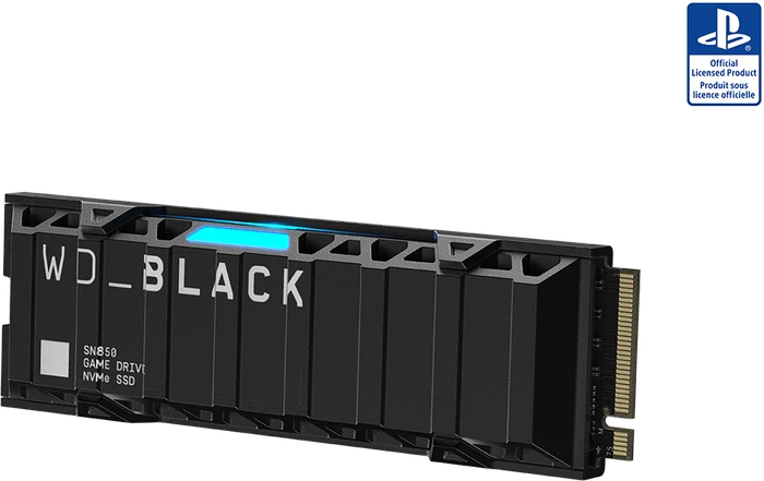 Western Digital WD_BLACK SN850 NVMe SSD (lizenziert für PS5) 1TB, M.2 2280 / M-Key / PCIe 4.0 x4, Kühlkörper