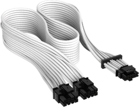 Corsair PSU Cable Type 4 - 600W PCIe 5.0 12VHPWR, 2x 8-Pin PCIe Stecker auf 16-Pin PCIe 5.0 12VHPWR Stecker, Adapterkabel, Premium Individually Sleeved, weiß, 65cm