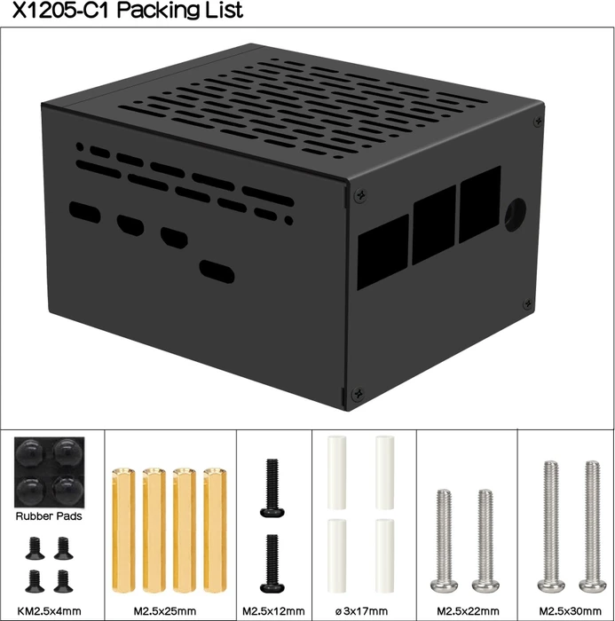 Geekworm Gehäuse für Raspberry Pi 5 X1205 Shield, schwarz