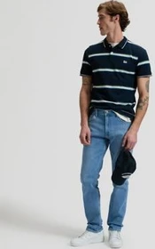 Lee Regular Pique Poloshirt kurzarm lime ice navy stripe (Herren)