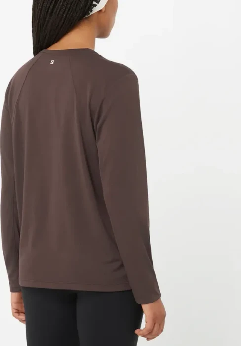 Salomon Shakeout Core Laufshirt langarm coffee bean (Damen)