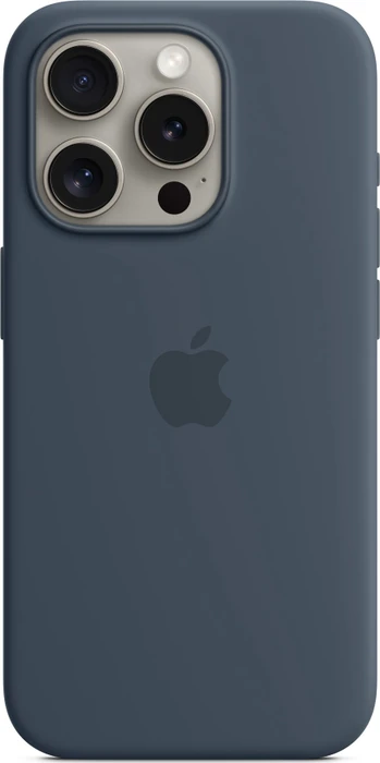 Apple Silikon Case mit MagSafe für iPhone 15 Pro sturmblau