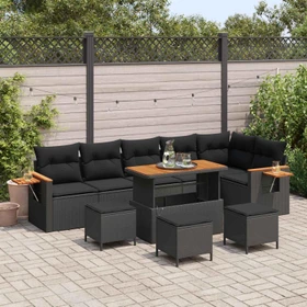 vidaXL Polyrattan Gartensofa Lounge-Set schwarz, 12-tlg.