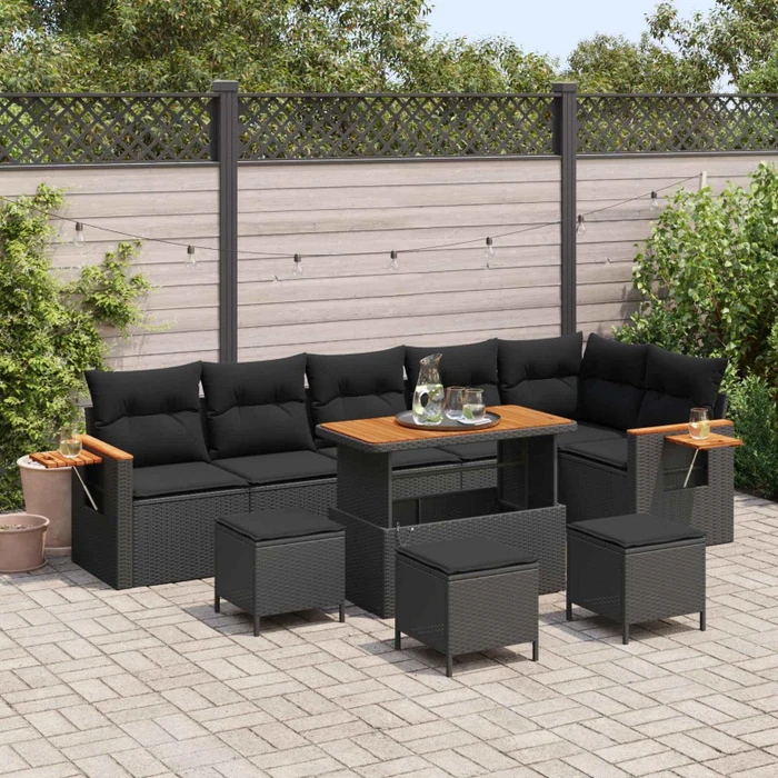 vidaXL Polyrattan Gartensofa Lounge-Set schwarz, 12-tlg.