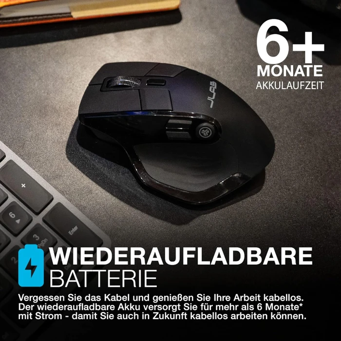 JLab Epic Wireless Mouse, schwarz, USB/Bluetooth