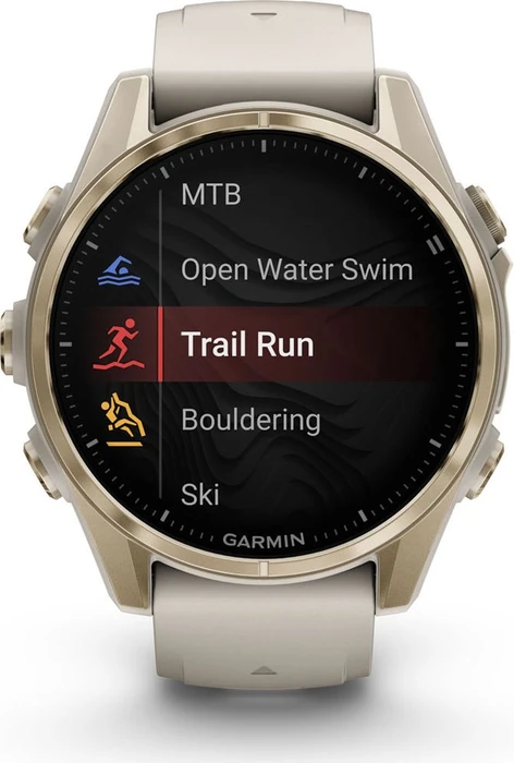 Garmin Fenix 8 43mm Sapphire soft gold/fog grey-dark sandstone silicone