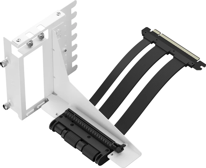 Fractal Design Flex 2 Riser Card Cable, mit vertikaler Grafikkarten-Halterung, gewinkelt, PCIe 4.0, 195mm, weiß/schwarz