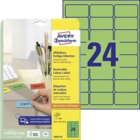 Avery-Zweckform Ordneretiketten, 63.5x33.9mm, ablösbar, grün, 20 Blatt (480 Etiketten)