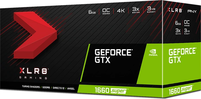PNY GeForce GTX 1660 SUPER XLR8 Gaming Overclocked Edition, 6GB GDDR6, DVI, HDMI, DP