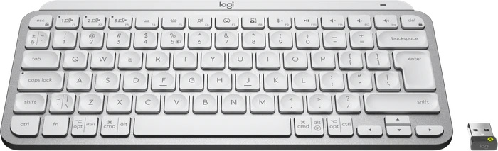 Logitech MX Keys Mini for Business, LEDs weiß, Logi Bolt, Pale Gray, weiß/grau, USB/Bluetooth, US