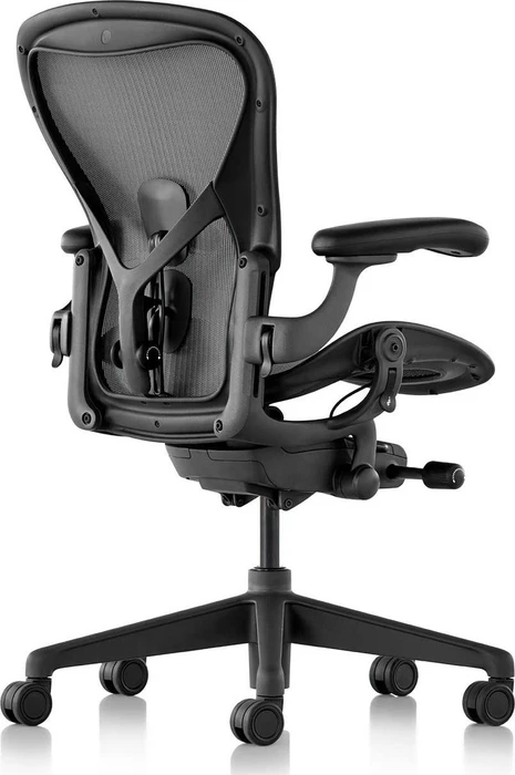 Herman Miller Aeron remastered Bürostuhl, Graphite grau, Größe C, Armlehnen Vinyl, Fußkreuz/Mechanik Kunststoff schwarz