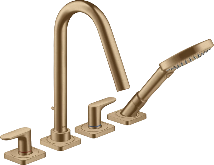 Hansgrohe Axor Citterio M 4-Loch Fliesenrandarmatur mit Hebelgriffen und Rosetten brushed bronze