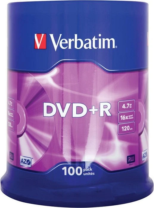Verbatim DVD+R 4.7GB, 16x, 100er Spindel
