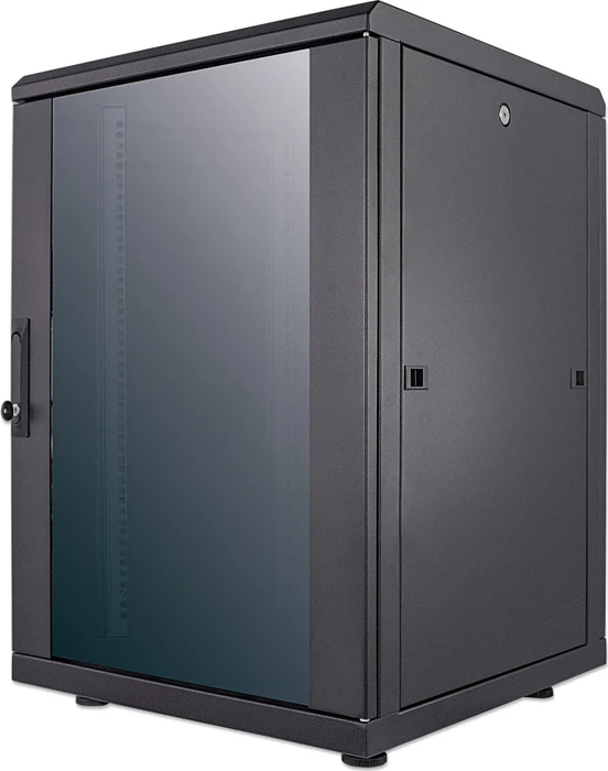 Intellinet 19" Netzwerkschrank 16HE, Sicherheitsglastür, IP20, schwarz, 600mm tief