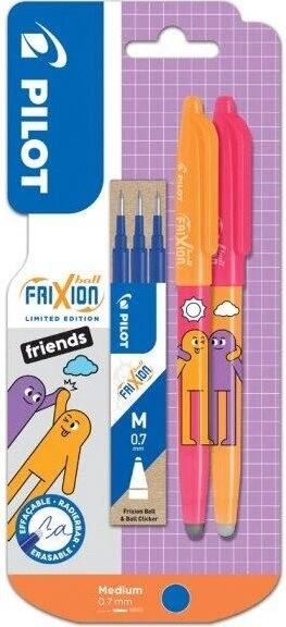 Pilot FriXion Ball Best Friends Friends clouds 0.7mm Tintenroller (Mine) rosa/orange, 2er-Set