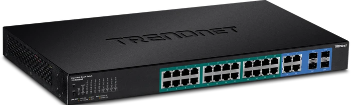 TRENDnet TPE Rackmount Gigabit Smart Switch, 24x RJ-45, 4x RJ-45/SFP, 370W PoE+