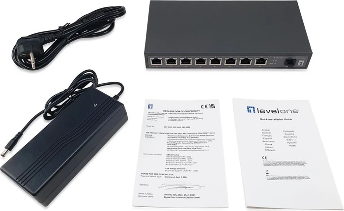 LevelOne GEP Desktop 2.5G Switch, 8x RJ-45, 1x SFP+, 120W PoE++