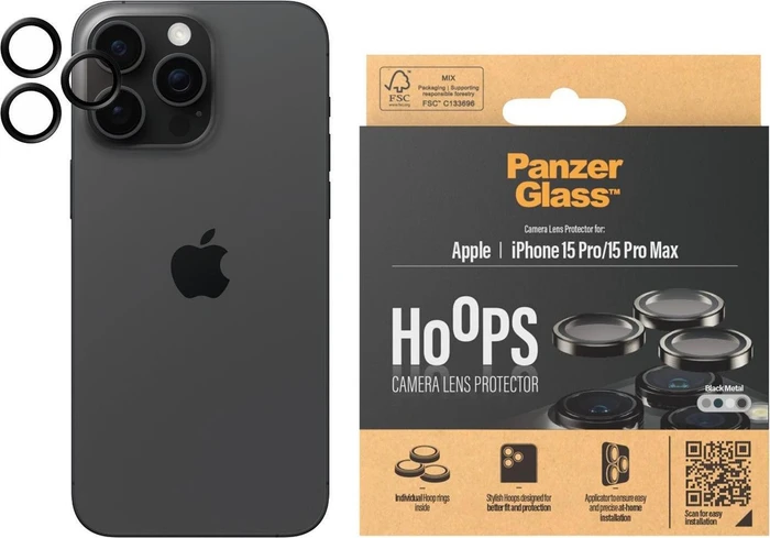 PanzerGlass Hoops Camera Lens Protector für Apple iPhone 15 Pro/15 Pro Max black metal